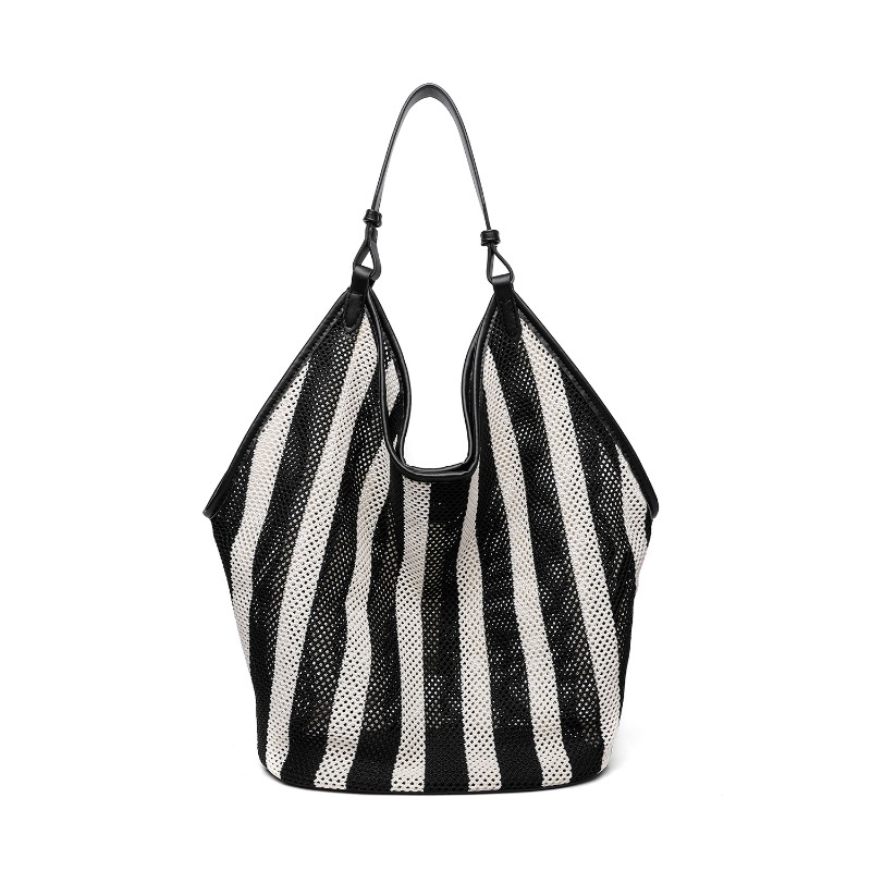 Embroidery Class - Striped Woven Large Capacity Tote Bag