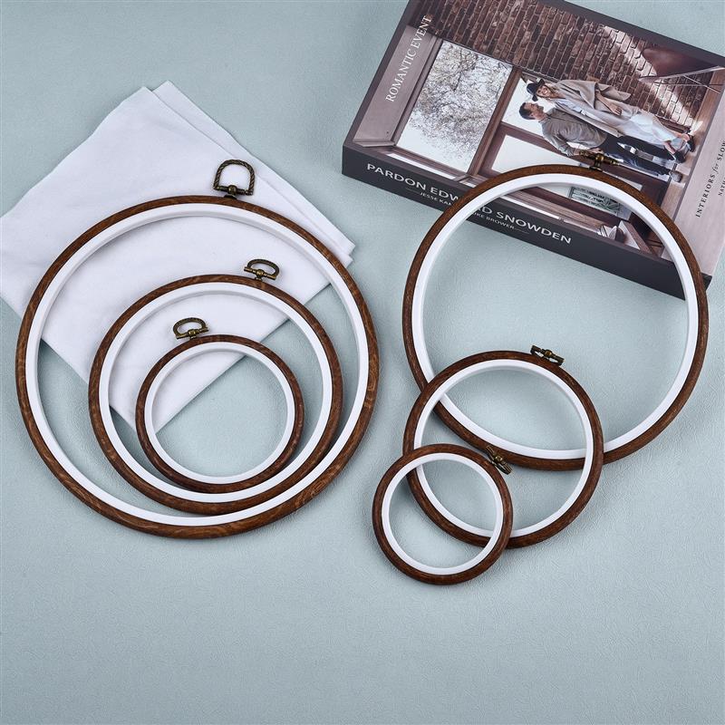 Embroidery Hoop Plastic - Round Oval Wooden Color Embroidery Hoops
