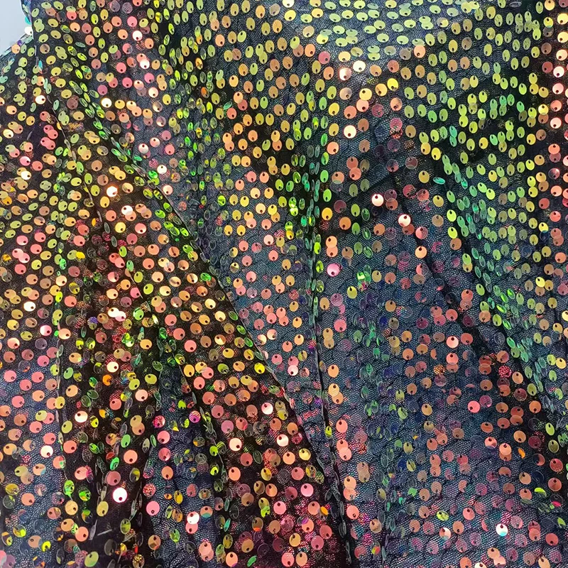 Embroidery Gradient - Rainbow Sequin Embroidery Fabric 6mm Glitter