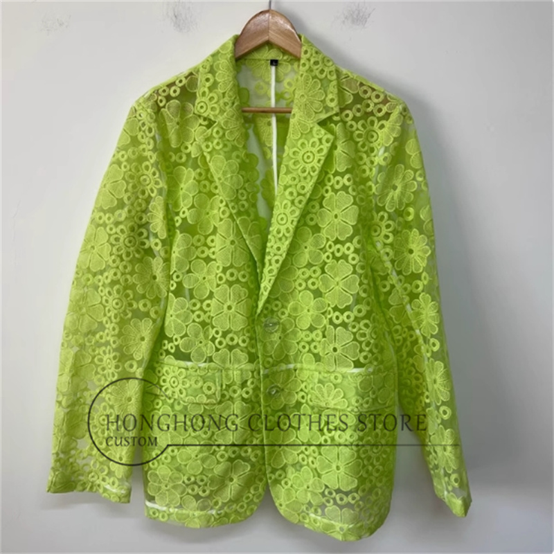 Embroidery Yellow - Fluorescent yellow heavy embroidery see-through organza