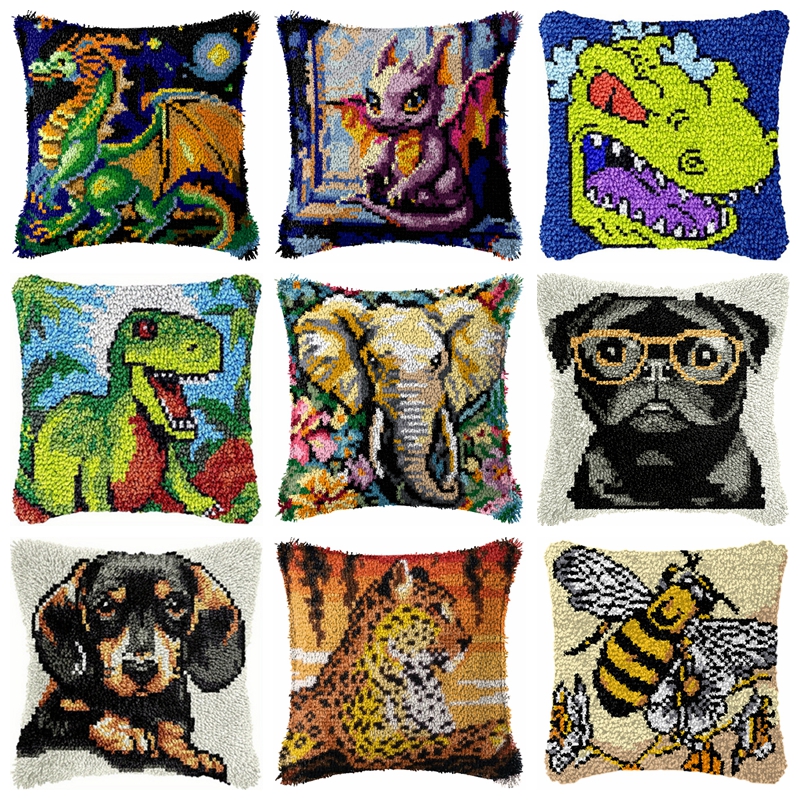 Embroidery Paper - Dinosaur Latch Hook Pillow Kit DIY