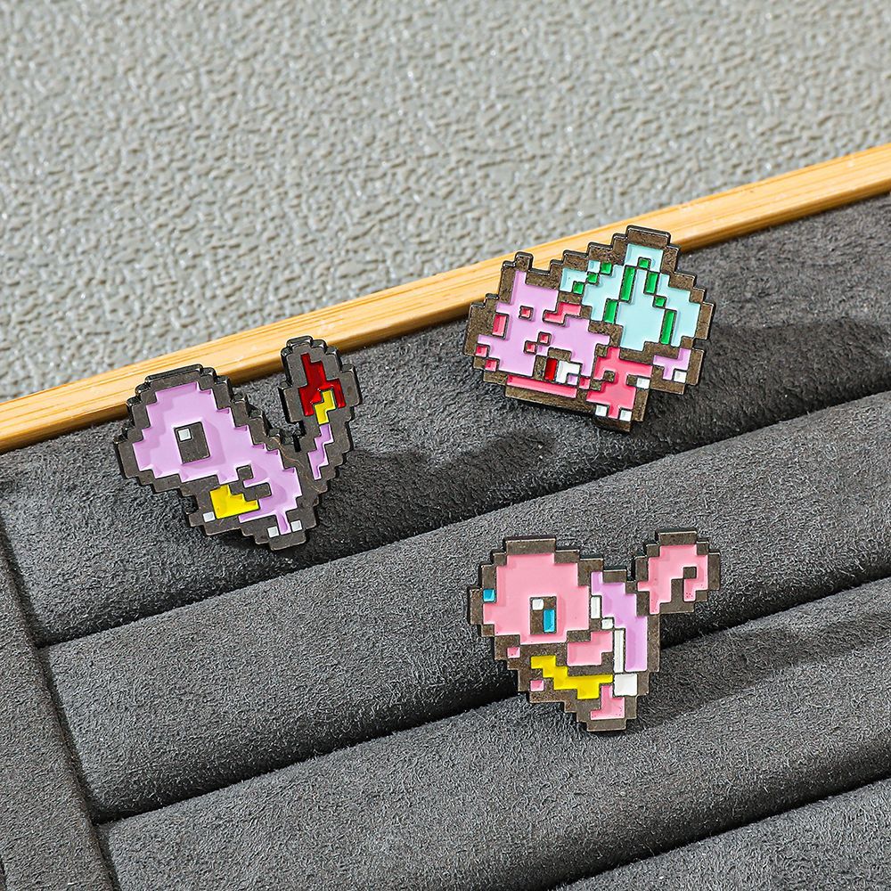 Embroidery Textile - Pixel Mosaic Pokemon Metal Enamel Pin,