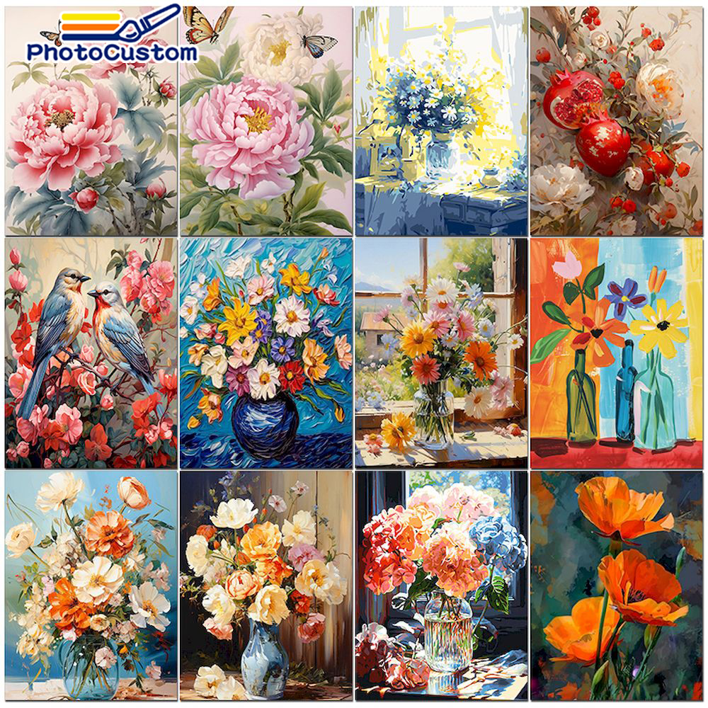 Embroidery Translate - PhotoCustom Paintings By Number Flower Scenery