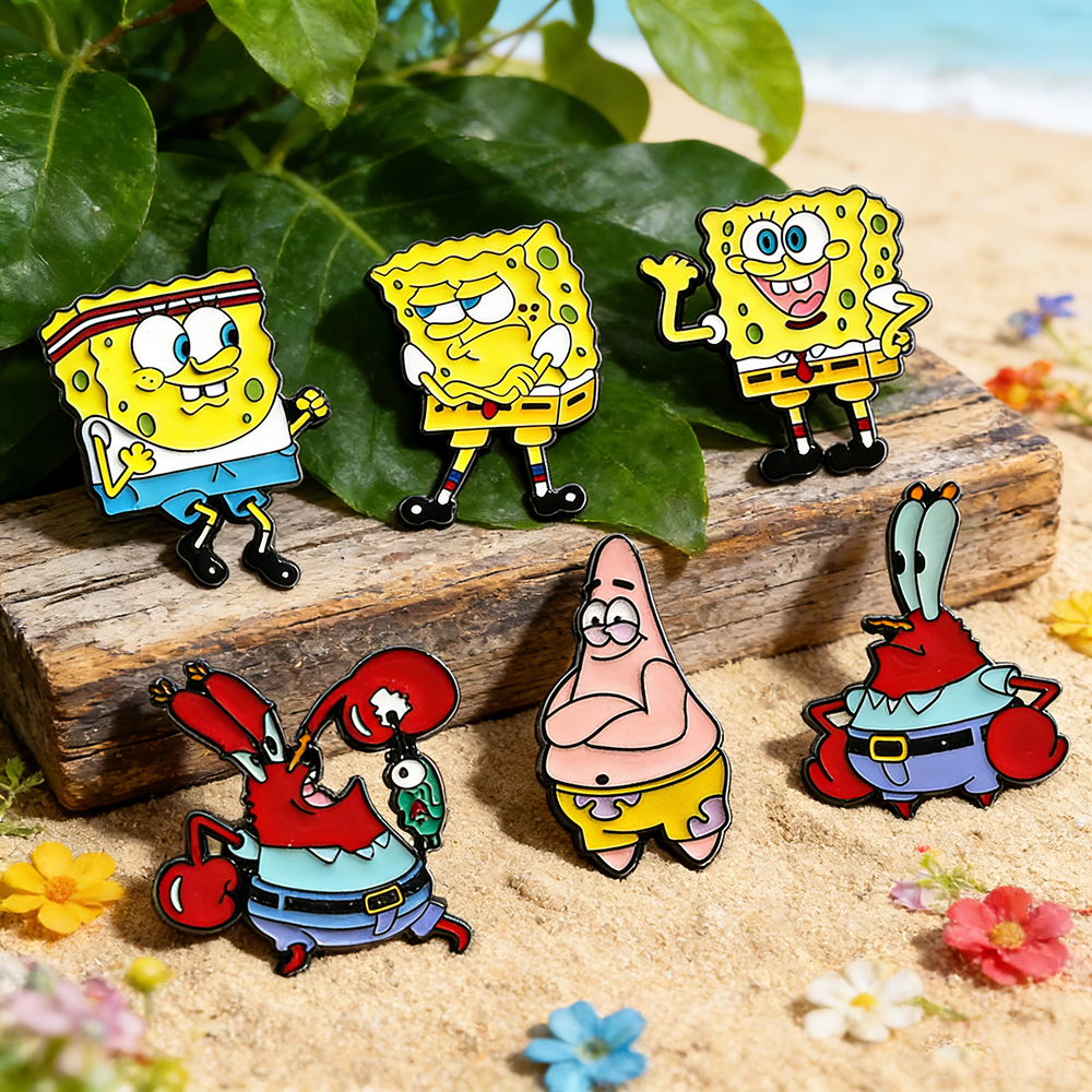 Embroidery Textile - 6 Pcs SpongeBob SquarePants Anime Cartoon