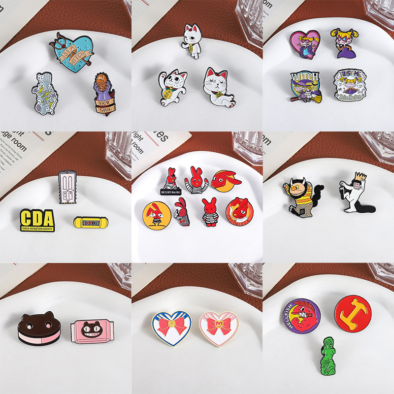 Embroidery House - 2-7pcs/sets Comics Enamel Pins Cartoon Movie
