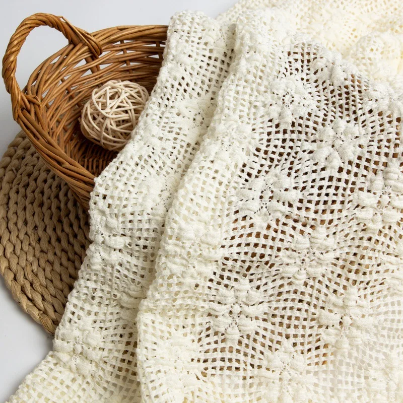 Embroidery Meaning - Bubble ruched jacquard lace fabric, hand-crocheted