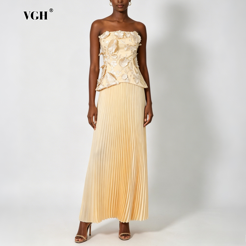 Embroidery Yellow - VGH Yellow Spliced Embroidery Two Piece