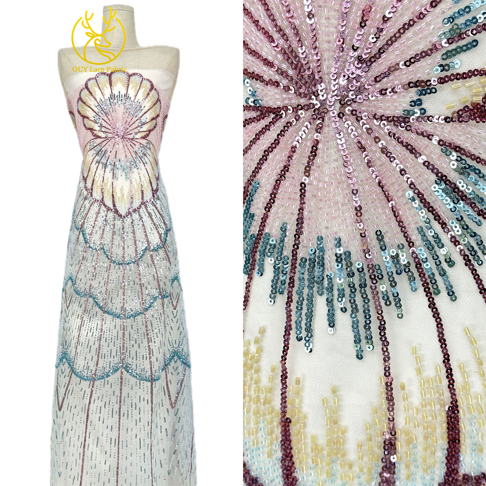 Hot Sale Luxury Sequins Embroi - Embroidery Gradient 评论和价格