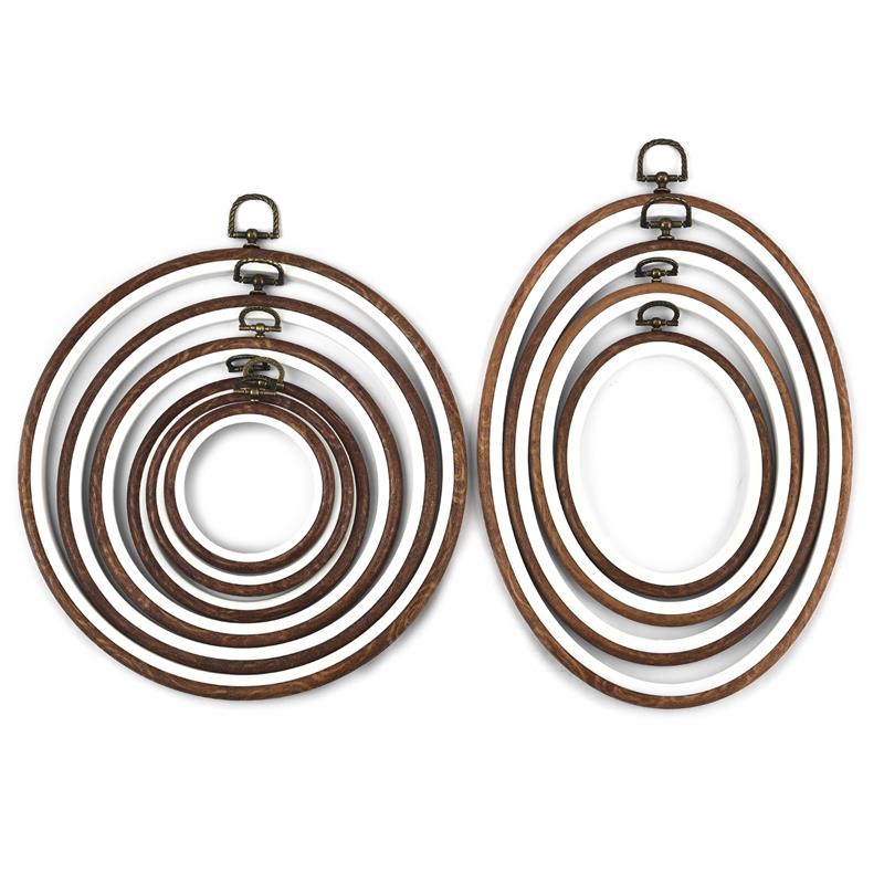 Round Oval Wooden Color Embroi - Embroidery Hoop Plastic 评论和价格
