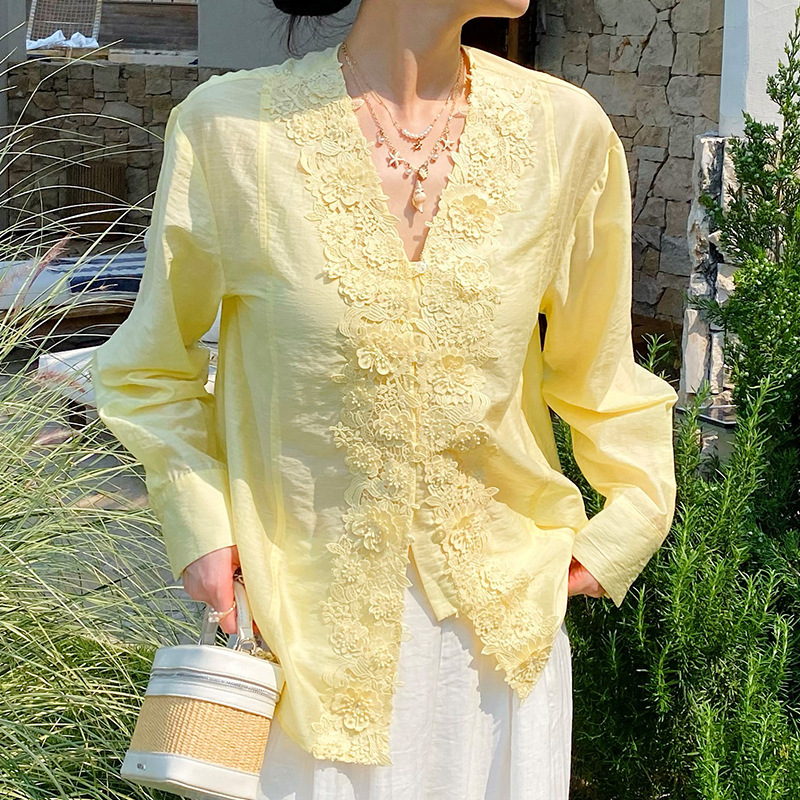 French Style Lace Embroidery S - Embroidery Yellow 评论和价格