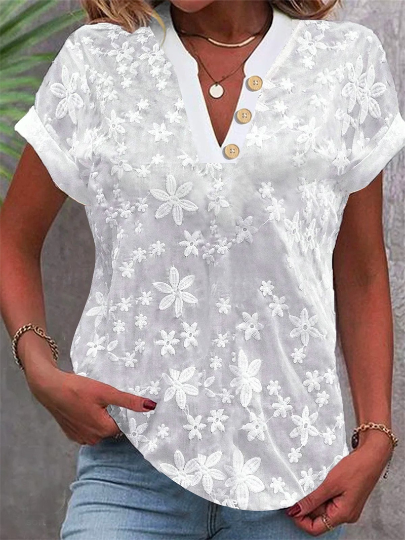 Summer Women White Floral Embr - Embroidery Class 评论和价格