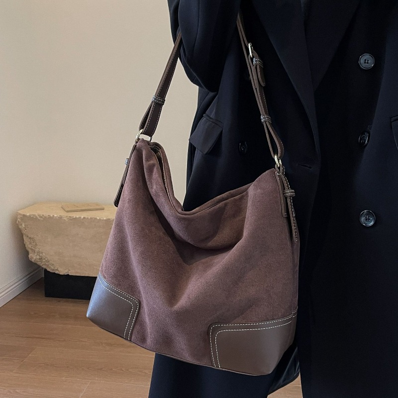 Suede Trendy Versatile Tote Ba - Embroidery Class 评论和价格