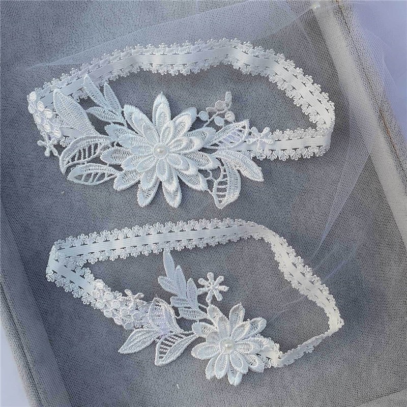 2pcs Bridal Wedding Garter Nav - Embroidery Ring 评论和价格