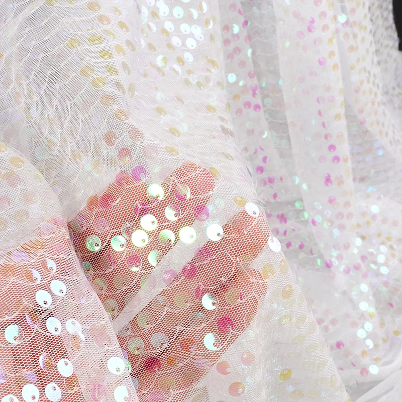 Rainbow Sequin Embroidery Fabr - Embroidery Gradient 评论和价格