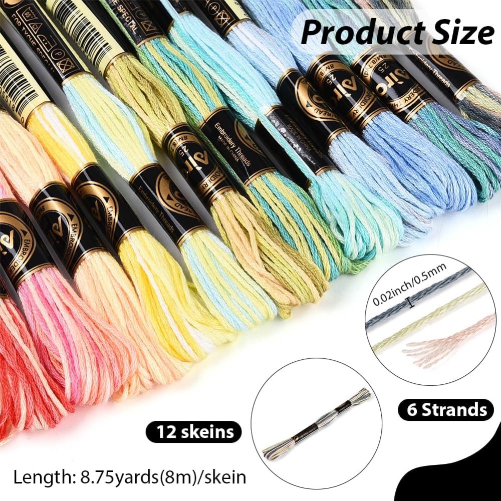 12 Skeins 105 Yards 6 Ply Vari - Embroidery Gradient 评论和价格