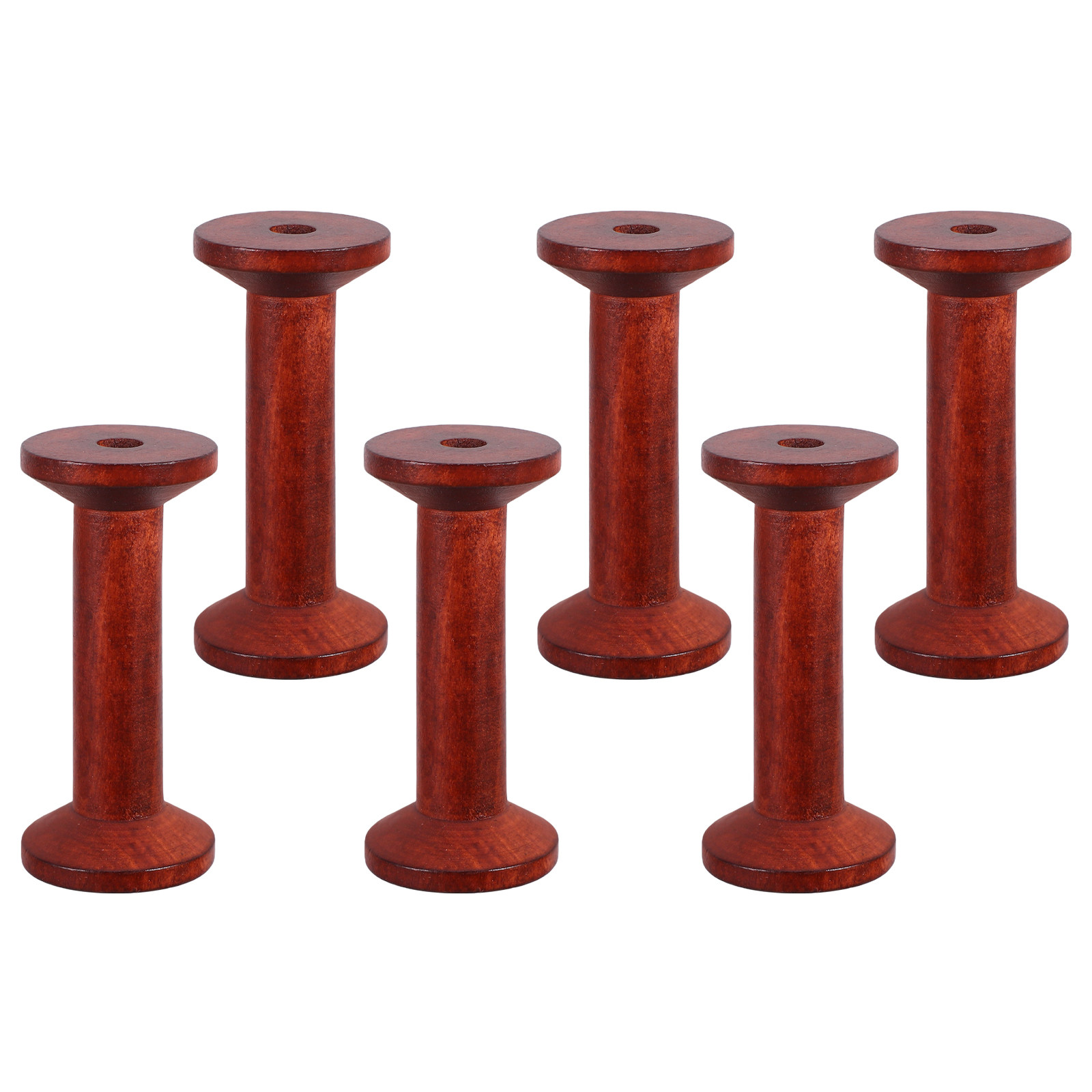 6Pcs Smooth Wood Thread Spools - Embroidery Threads 评论和价格