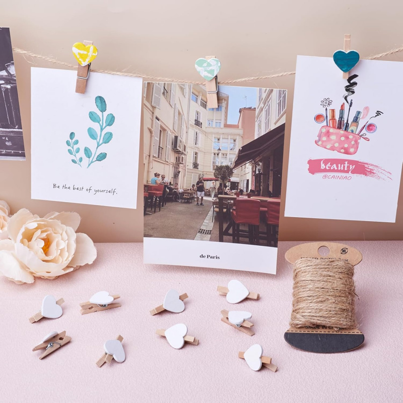 50pcs White Heart Clothespins  - Embroidery House 评论和价格