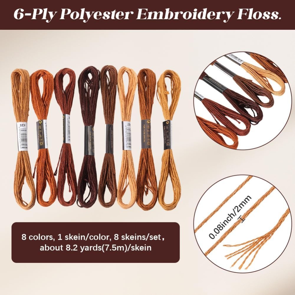 8 Skeins 6 Strands Brown Embro - Embroidery Gradient 评论和价格