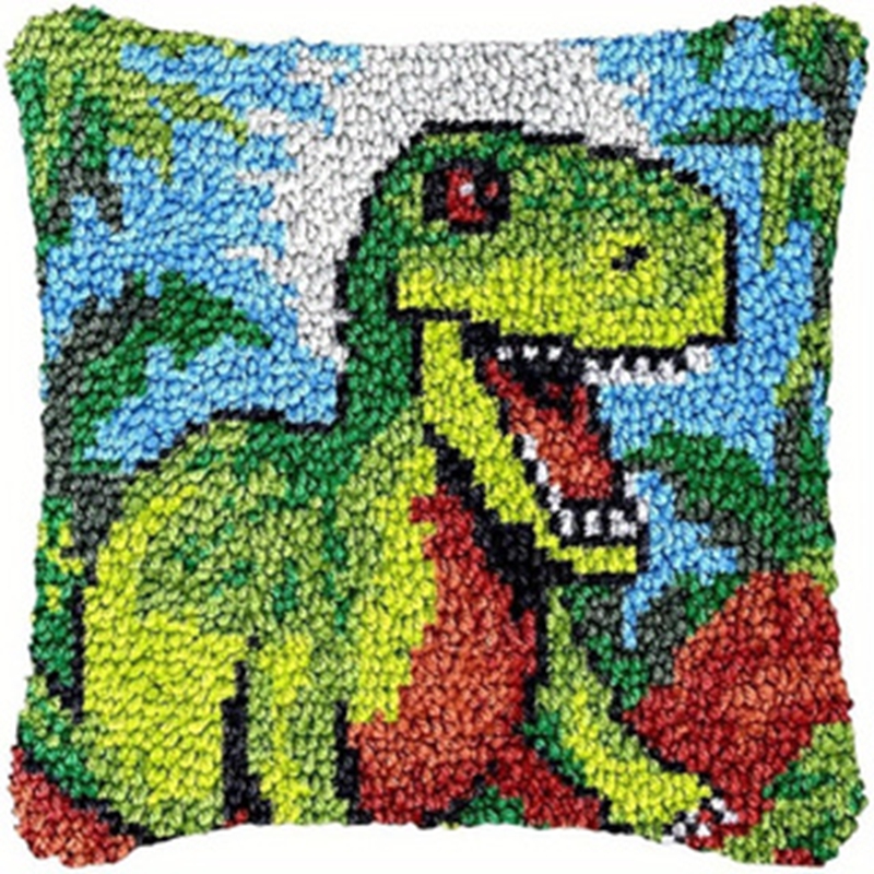 Dinosaur Latch Hook Pillow Kit - Embroidery Paper 评论和价格