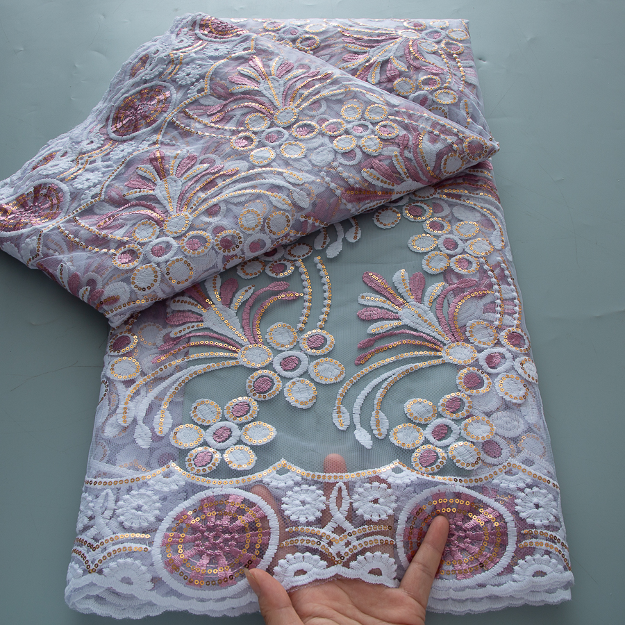 Blue African Lace Fabric 2025  - Embroidery Gradient 评论和价格