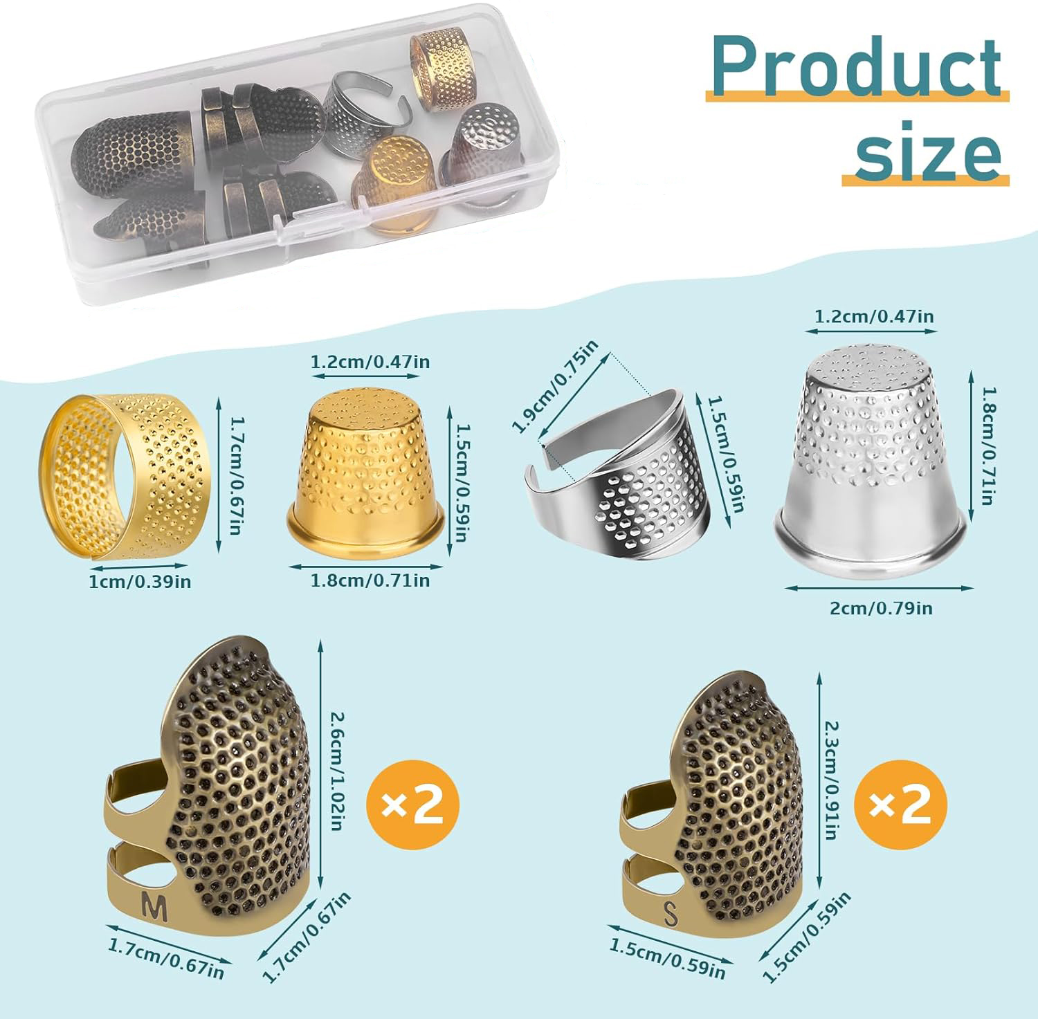 8PCS Sewing Thimble Kit for Ha - Embroidery Ring 评论和价格