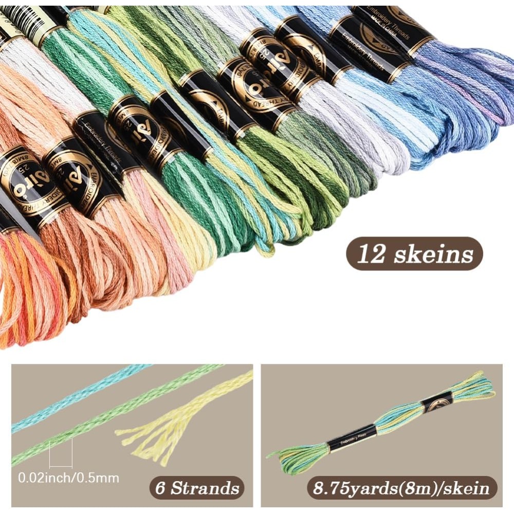 12 Skeins 105 Yards Cross Stit - Embroidery Gradient 评论和价格
