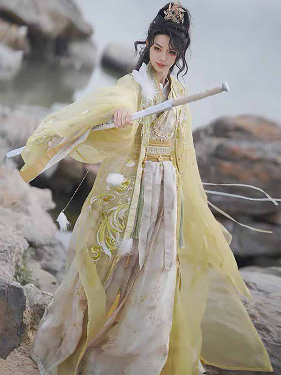 Wuxia Swordsman Hanfu Outfit M - Embroidery Gradient 评论和价格