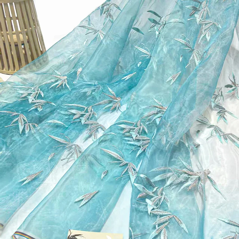 Bamboo Embroidered Organza Fab - Embroidery Gradient 评论和价格