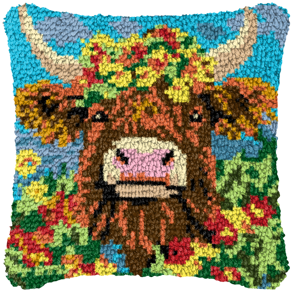 Dog Cow Latch Hook Pillow Smyr - Embroidery Paper 评论和价格