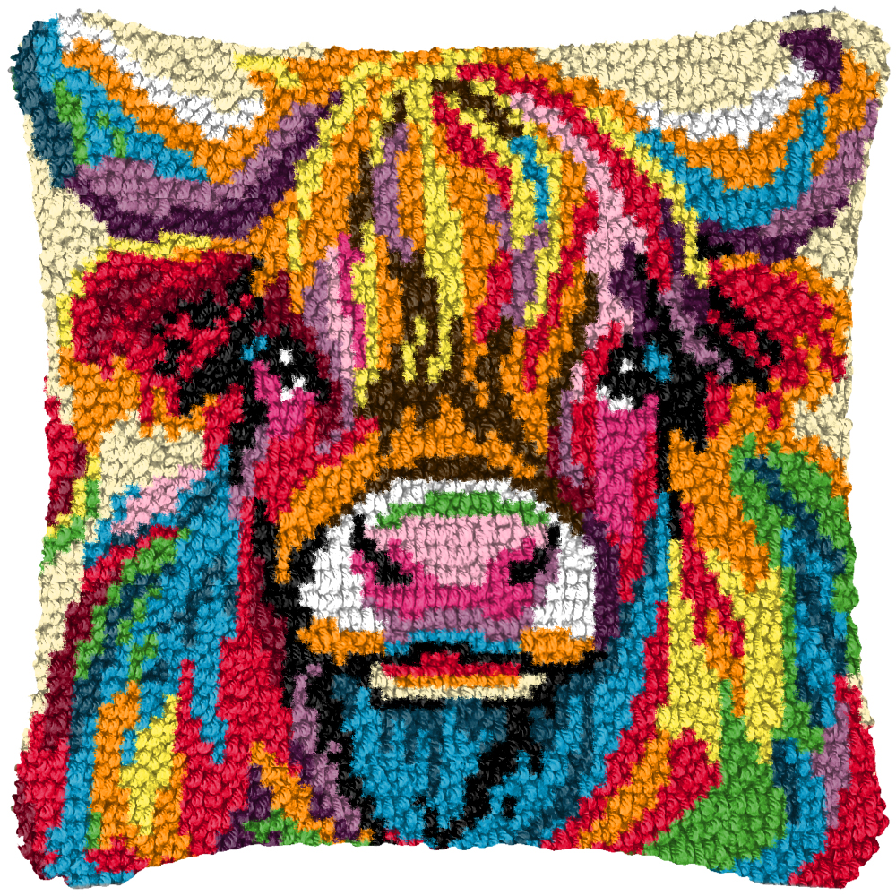 Dog Cow Latch Hook Pillow Smyr - Embroidery Paper 评论和价格