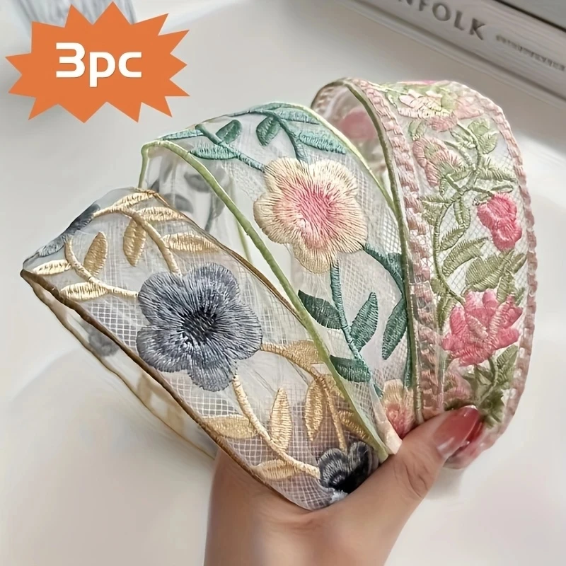 1/3pcs Elegant Chiffon Embroid - Embroidery Ring 评论和价格