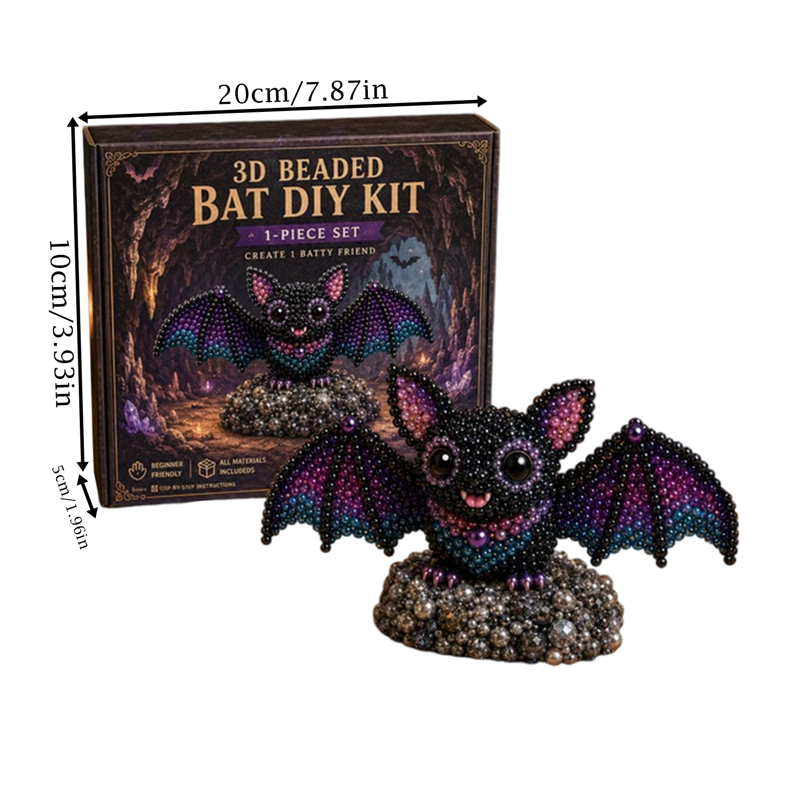 1/2/3/5Set 3D Beaded Bat Craft - Embroidery Paper 评论和价格