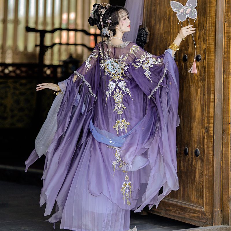 Chinese Hanfu Dress Women Trad - Embroidery Yellow 评论和价格