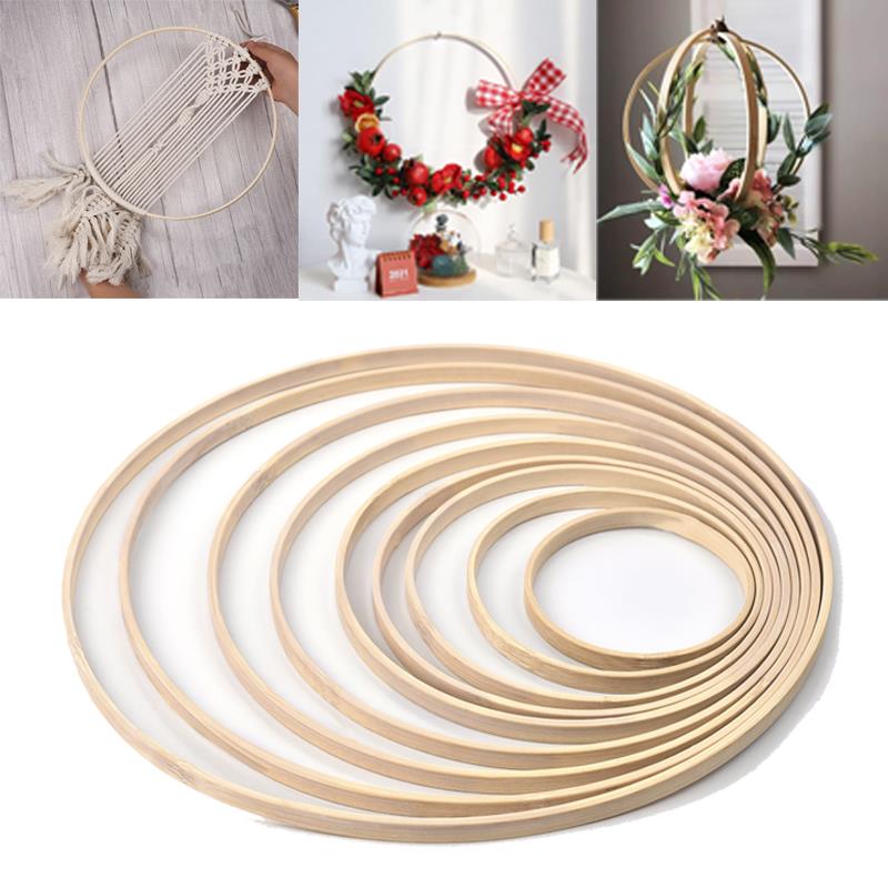 1/5Pcs 8-33cm Wooden DIY Handm - Embroidery Ring 评论和价格